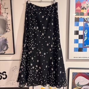 Vintage Jacques Vert Black maxi skirt with ivory floral pattern - size 10